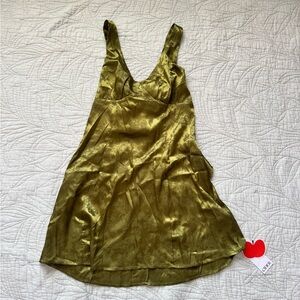 Cider Olive Satin Dress